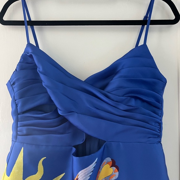 ALEMAIS Guardian Printed Satin Keyhole Midi Dress size US 6 - Picture 6 of 9